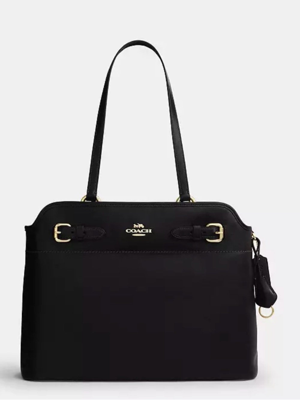 🤍New Coach Easton Tote in Matte Black Crinkle Leather w/gold hardware